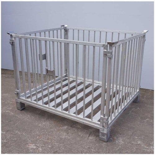 Detachable metal storage container with epal wood pallet
