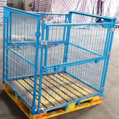 Detachable metal storage container with epal wood pallet