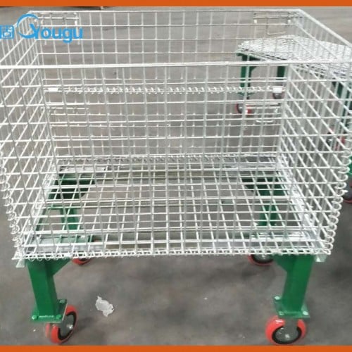Folding Steel wire cage with wheel