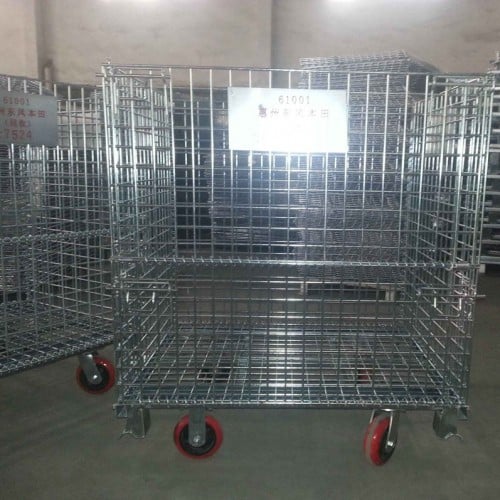 Folding Steel wire cage with wheel