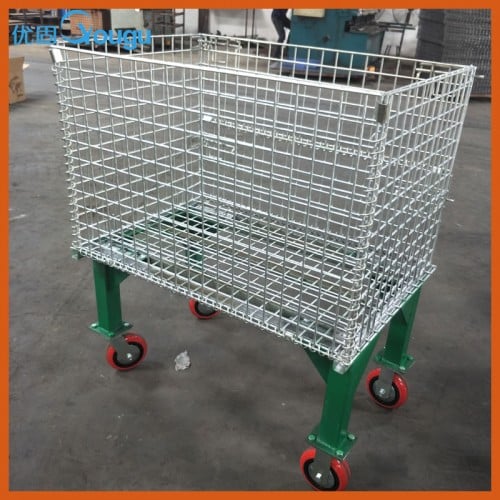 Folding Steel wire cage with wheel