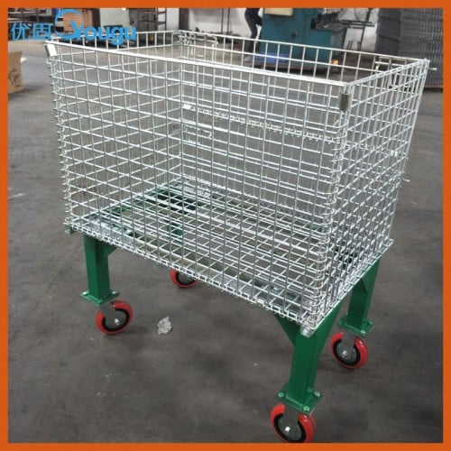 Folding Steel wire cage with wheel