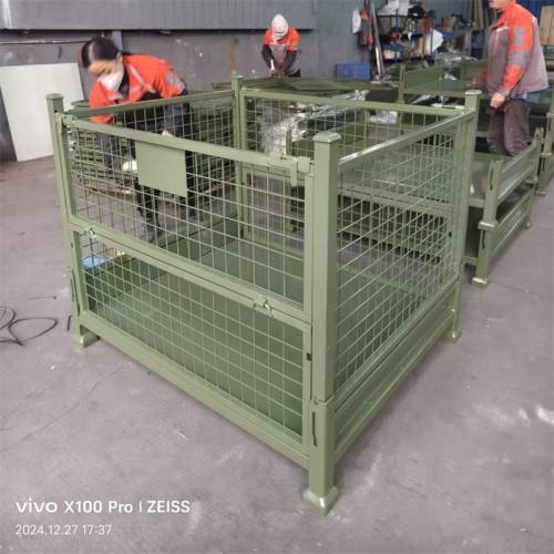 Powder coated stacking metal bins for storage