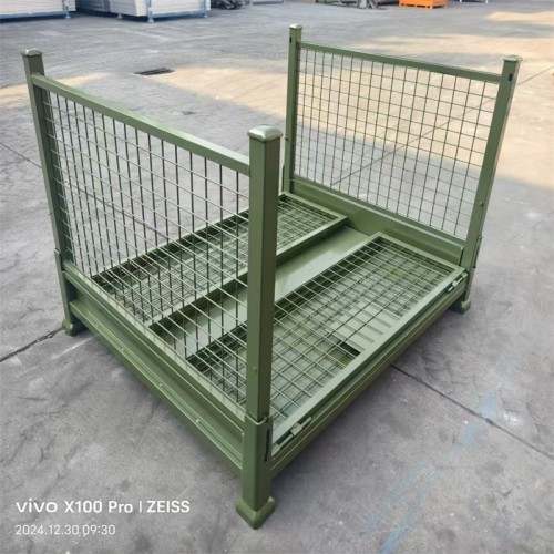 Powder coated stacking metal bins for storage