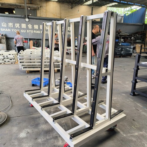 Steel heavy duty glass transport storage racking trolley