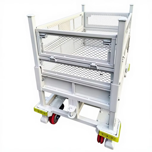 Heavy Duty Collapsible Wire Mesh Trolley – Rolling Storage Bin for Material Handling