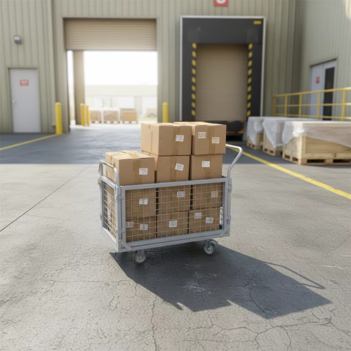 Foldable Wire Mesh Roll Container – Heavy Duty Warehouse Trolley for Material Handling