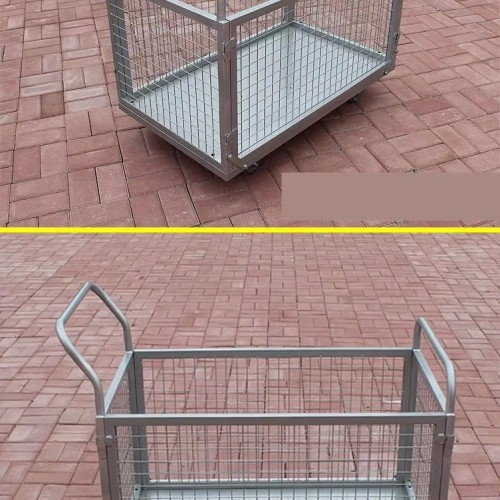 Heavy Duty Foldable Wire Mesh Storage Container Trolley 1000kg Load Capacity Four-Wheel Lockable Casters-Industrial Use