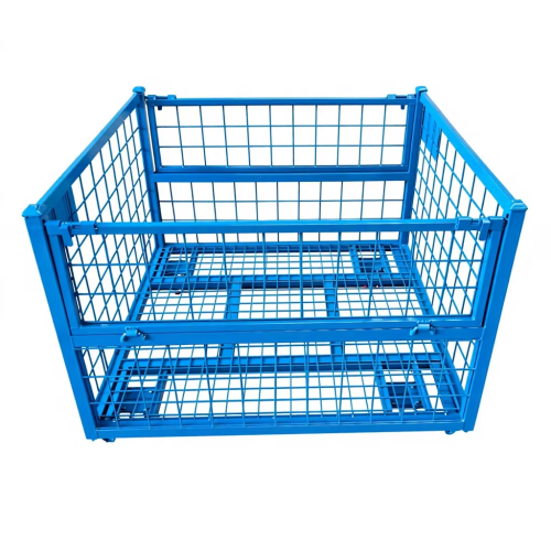 Stackable Industrial Wire Mesh Cage – Foldable Storage Bin for Warehouse Logistics