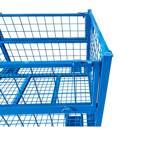 Stackable Industrial Wire Mesh Cage – Foldable Storage Bin for Warehouse Logistics