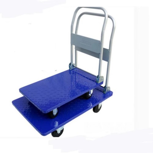 Folding Hand Truck Steel Transport Cart with Four-Wheel for Moving 150kg-300kg Cargo in Warehouse Plastic Material