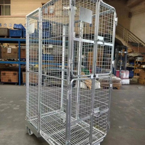 Industrial Transport Folded Trolley Hand Trolley Roll Cage Factory Heavy Duty Trolley Wire Roll Cage Warehouse Roll Cages