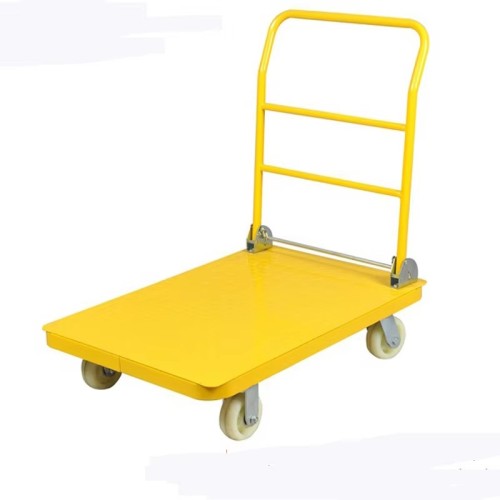 Folding Hand Truck Steel Transport Cart with Four-Wheel for Moving 150kg-300kg Cargo in Warehouse Plastic Material