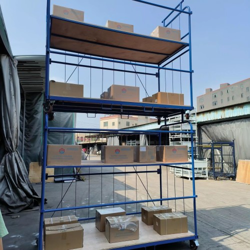 Double-Decker Rolling Warehouse Trolley – Heavy Duty Blue Steel Transport Cart