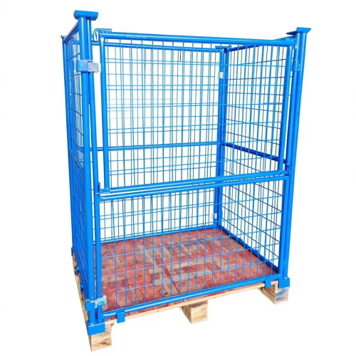 Industrial Wire Mesh Storage Cage – Stackable Pallet Container for Warehouse & Manufacturing